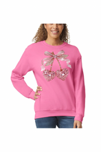 Load image into Gallery viewer, Valentine Cherry Rhinestone - DTF Printed Sweatshirts (Adult Sizes) **UNISEX** YOU SELECT THE SWEATSHIRT COLOR (31 COLORS)