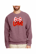 Load image into Gallery viewer, Valentine's Day Coquette Love - DTF Printed Sweatshirts (Adult Sizes) **UNISEX** YOU SELECT THE SWEATSHIRT COLOR (31 COLORS)