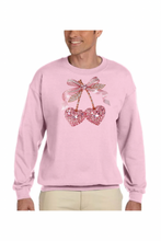 Load image into Gallery viewer, Valentine Cherry Rhinestone - DTF Printed Sweatshirts (Adult Sizes) **UNISEX** YOU SELECT THE SWEATSHIRT COLOR (31 COLORS)