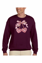Load image into Gallery viewer, Valentine Cherry Rhinestone - DTF Printed Sweatshirts (Adult Sizes) **UNISEX** YOU SELECT THE SWEATSHIRT COLOR (31 COLORS)