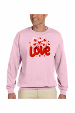 Load image into Gallery viewer, Valentine's Day Coquette Love - DTF Printed Sweatshirts (Adult Sizes) **UNISEX** YOU SELECT THE SWEATSHIRT COLOR (31 COLORS)