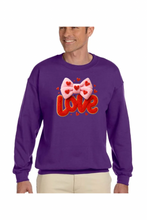 Load image into Gallery viewer, Valentine's Day Coquette Love - DTF Printed Sweatshirts (Adult Sizes) **UNISEX** YOU SELECT THE SWEATSHIRT COLOR (31 COLORS)