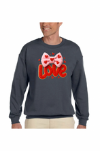 Load image into Gallery viewer, Valentine's Day Coquette Love - DTF Printed Sweatshirts (Adult Sizes) **UNISEX** YOU SELECT THE SWEATSHIRT COLOR (31 COLORS)