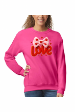 Load image into Gallery viewer, Valentine's Day Coquette Love - DTF Printed Sweatshirts (Adult Sizes) **UNISEX** YOU SELECT THE SWEATSHIRT COLOR (31 COLORS)