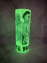 Load image into Gallery viewer, I LIKE BAD BOYS - GREEN GLOW IN THE DARK 20 oz Stainless Steel Skinny Tumbler with lid and straw.