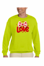 Load image into Gallery viewer, Valentine's Day Coquette Love  - DTF Printed Sweatshirts (Adult Sizes) **UNISEX** YOU SELECT THE SWEATSHIRT COLOR (31 COLORS)
