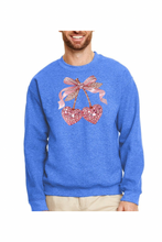 Load image into Gallery viewer, Valentine Cherry Rhinestone  - DTF Printed Sweatshirts (Adult Sizes) **UNISEX** YOU SELECT THE SWEATSHIRT COLOR (31 COLORS)
