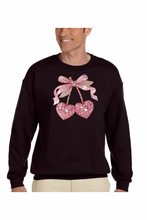 Load image into Gallery viewer, Valentine Cherry Rhinestone  - DTF Printed Sweatshirts (Adult Sizes) **UNISEX** YOU SELECT THE SWEATSHIRT COLOR (31 COLORS)
