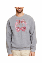 Load image into Gallery viewer, Valentine Cherry Rhinestone  - DTF Printed Sweatshirts (Adult Sizes) **UNISEX** YOU SELECT THE SWEATSHIRT COLOR (31 COLORS)

