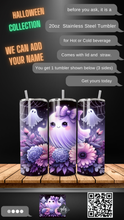 Load image into Gallery viewer, Coquette Purple Floral Ghost Flower -  20 oz  Stainless Steel Skinny Tumbler with lid and straw.
