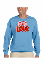 Load image into Gallery viewer, Valentine's Day Coquette Love  - DTF Printed Sweatshirts (Adult Sizes) **UNISEX** YOU SELECT THE SWEATSHIRT COLOR (31 COLORS)

