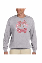 Load image into Gallery viewer, Valentine Cherry Rhinestone  - DTF Printed Sweatshirts (Adult Sizes) **UNISEX** YOU SELECT THE SWEATSHIRT COLOR (31 COLORS)
