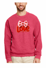 Load image into Gallery viewer, Valentine's Day Coquette Love  - DTF Printed Sweatshirts (Adult Sizes) **UNISEX** YOU SELECT THE SWEATSHIRT COLOR (31 COLORS)
