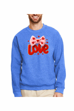 Load image into Gallery viewer, Valentine's Day Coquette Love  - DTF Printed Sweatshirts (Adult Sizes) **UNISEX** YOU SELECT THE SWEATSHIRT COLOR (31 COLORS)
