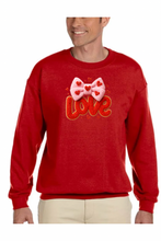 Load image into Gallery viewer, Valentine's Day Coquette Love  - DTF Printed Sweatshirts (Adult Sizes) **UNISEX** YOU SELECT THE SWEATSHIRT COLOR (31 COLORS)
