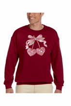 Load image into Gallery viewer, Valentine Cherry Rhinestone  - DTF Printed Sweatshirts (Adult Sizes) **UNISEX** YOU SELECT THE SWEATSHIRT COLOR (31 COLORS)
