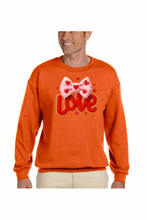 Load image into Gallery viewer, Valentine's Day Coquette Love  - DTF Printed Sweatshirts (Adult Sizes) **UNISEX** YOU SELECT THE SWEATSHIRT COLOR (31 COLORS)
