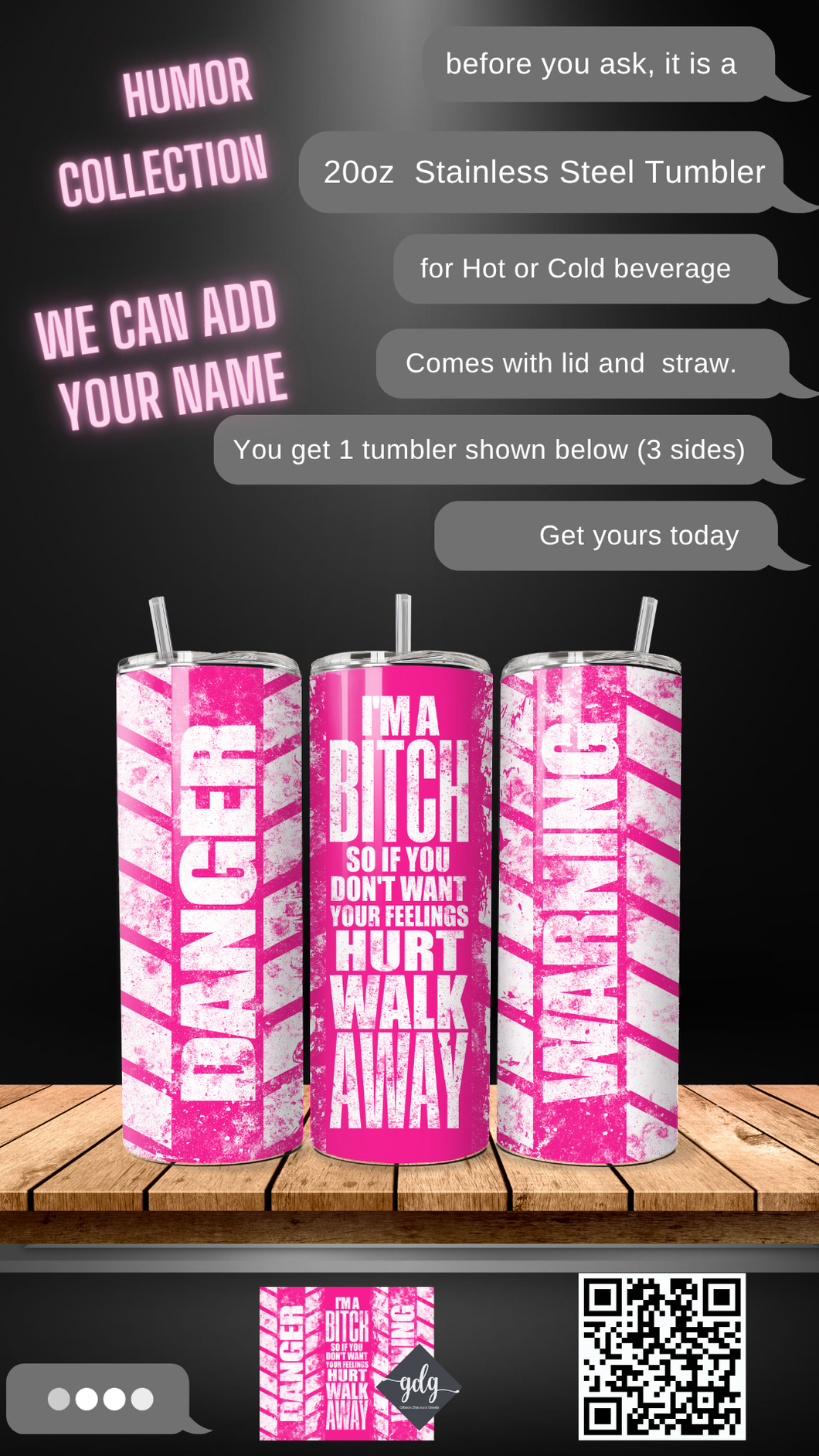 Funny Sassy Sarcastic Sparkly -  20 oz  Stainless Steel Skinny Tumbler with lid and straw.