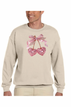 Load image into Gallery viewer, Valentine Cherry Rhinestone  - DTF Printed Sweatshirts (Adult Sizes) **UNISEX** YOU SELECT THE SWEATSHIRT COLOR (31 COLORS)
