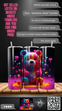 Load image into Gallery viewer, 3D Colorful Rainbow Neon BEAR (Pride) -  20 oz  Stainless Steel Skinny Tumbler with lid and straw.
