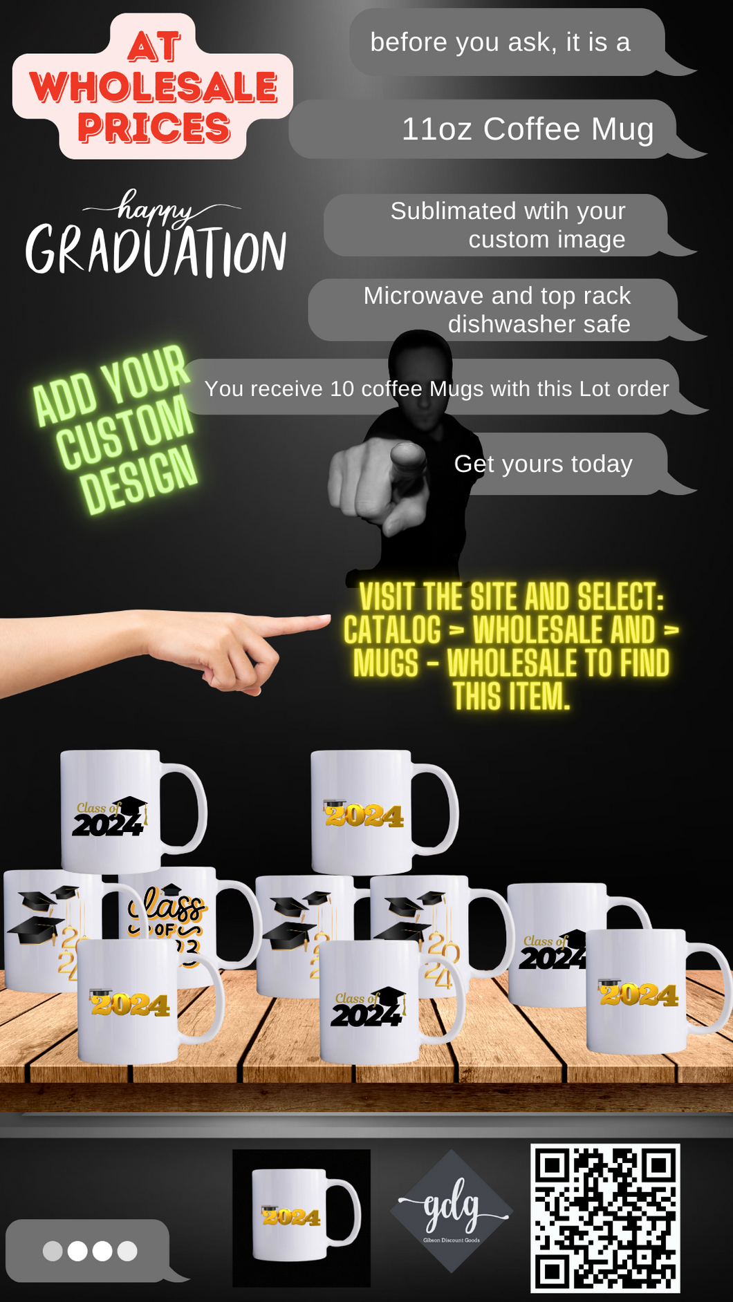 Custom Wholesale Mugs - 10 mugs per Lot