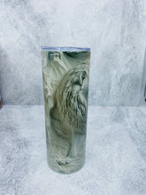 Load image into Gallery viewer, 3D Lion-  20 oz  Stainless Steel Skinny Tumbler with lid and straw.

