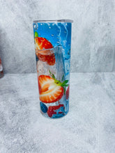 Load image into Gallery viewer, 3D Fresh Fruit -  20 oz  Stainless Steel Skinny Tumbler with lid and straw.
