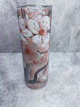 Load image into Gallery viewer, 3D Pink Flowers -  20 oz  Stainless Steel Skinny Tumbler with lid and straw.
