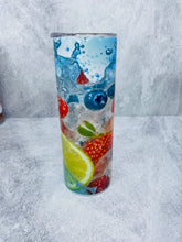 Load image into Gallery viewer, 3D Fresh Fruit -  20 oz  Stainless Steel Skinny Tumbler with lid and straw.
