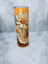 Load image into Gallery viewer, 3D Yellow Bee and Flower -  20 oz  Stainless Steel Skinny Tumbler with lid and straw.
