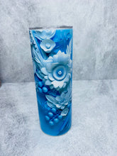 Load image into Gallery viewer, 3D Blue Bird with flowers-  20 oz  Stainless Steel Skinny Tumbler with lid and straw.
