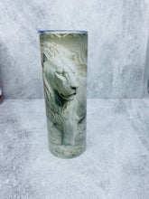 Load image into Gallery viewer, 3D Lion-  20 oz  Stainless Steel Skinny Tumbler with lid and straw.
