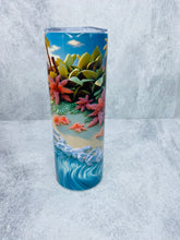 Load image into Gallery viewer, 3D Beach Sunset -  20 oz  Stainless Steel Skinny Tumbler with lid and straw.
