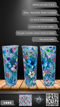Load image into Gallery viewer, 3D colorful flowers -  20 oz  Stainless Steel Skinny Tumbler with lid and straw.

