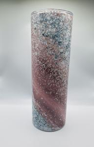 Glitter (Pink/Silver) 20 oz Stainless Steel Skinny Tumbler with straw.
