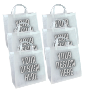 Set of 6 Tote Bags - Custom sublimated printed with your design. Printed on both sides.