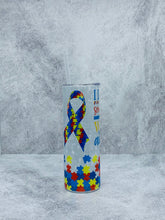 Load image into Gallery viewer, I love Someone with Autism - 20 oz  Stainless Steel Skinny Tumbler with Lid and straw.
