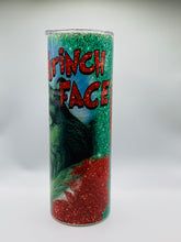 Load image into Gallery viewer, Rested Grinch Face 20 oz skinny Tumbler with lid and straw.
