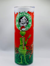 Load image into Gallery viewer, Grinchmas Blend (Red/Green) 20 oz  Stainless Steel Skinny Tumbler with lid and straw.
