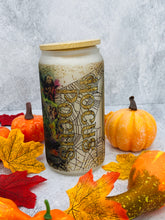 Load image into Gallery viewer, Halloween Hocus Pocus Frosted 16 oz Beer Can Glass with Bamboo Lid and Straw
