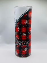Load image into Gallery viewer, Snowman (zippered) 20 oz skinny Tumbler with straw.
