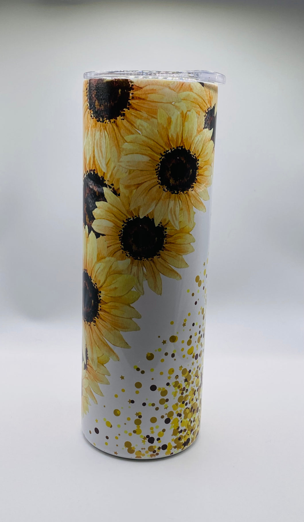Sunflowers  - 20 oz  Stainless Steel Skinny Tumbler with lid and straw.