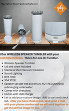 Load image into Gallery viewer, Custom - Bluetooth Wireless Speaker 20oz Tumbler with Straw, lid and USB charging cable
