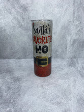 Load image into Gallery viewer, Santa&#39;s Favorite Ho - 20 oz  GLITTER Stainless Steel Skinny Tumbler with straw.

