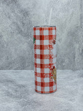 Load image into Gallery viewer, Gingerbread wishes and Cocoa Kisses  - 20 oz. Stainless Steel Skinny Tumbler with lid and straw.
