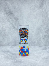 Load image into Gallery viewer, Autism Mom - 20 oz  Stainless Steel Skinny Tumbler with Lid and straw.
