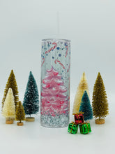 Load image into Gallery viewer, Pink Christmas Tree and Candy Cane - 20 oz  Stainless Steel Skinny Tumbler with lid and straw.
