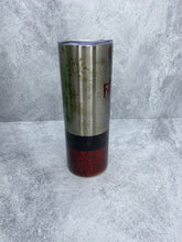 Load image into Gallery viewer, Santa&#39;s Favorite Ho - 20 oz  on SILVER Stainless Steel Skinny Tumbler with straw.
