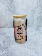 Load image into Gallery viewer, Same Bitch different Day 16 oz Beer Can Glass with Bamboo Lid and Straw
