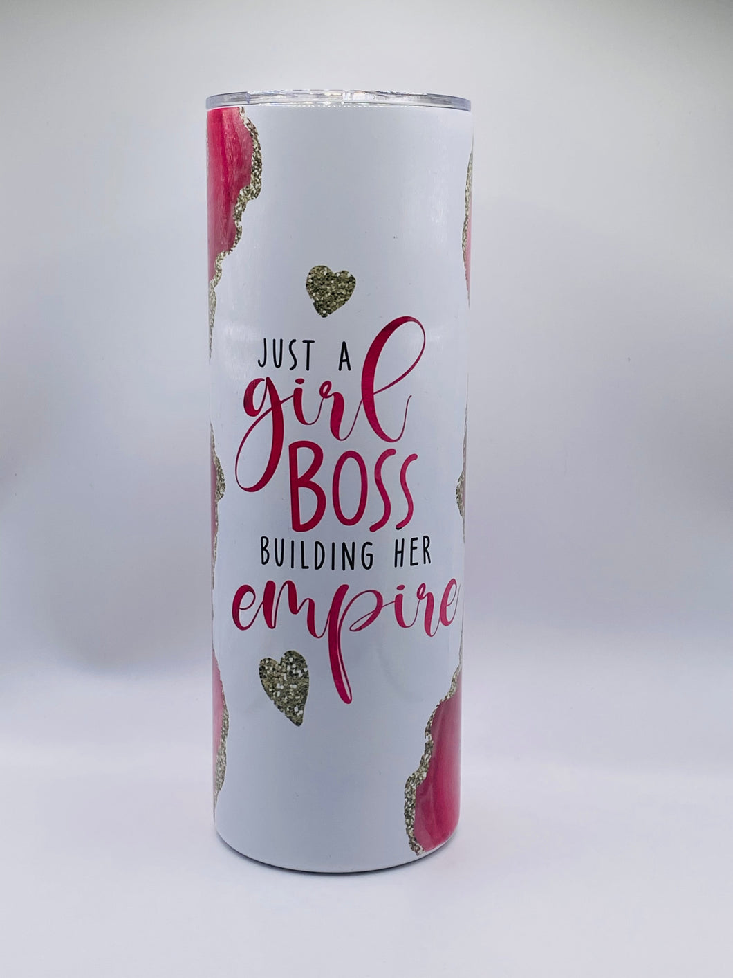 Just a girl BOSS building her empire 20 oz  Stainless Steel Skinny Tumbler with lid and straw.